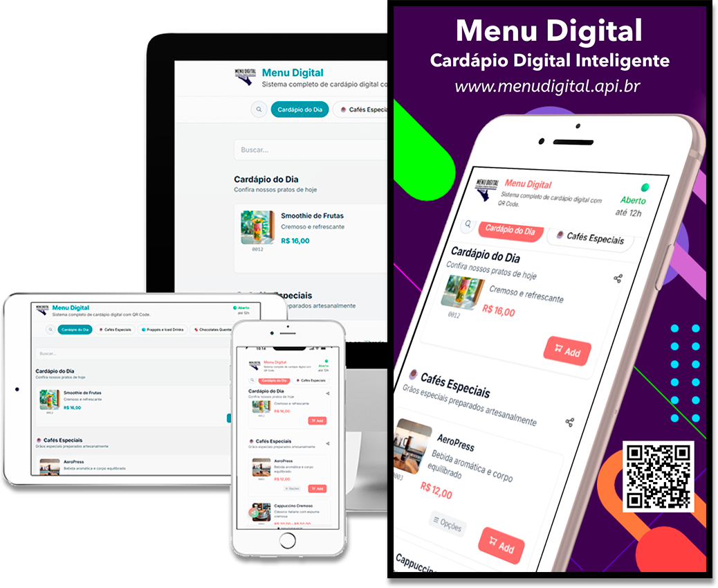Cardápio Digital em um celular